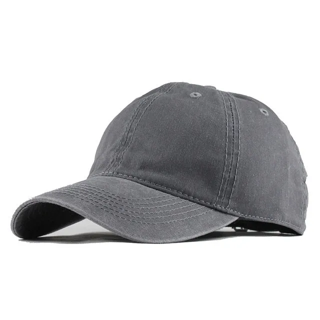 100% Washed Cotton Solid Color Snapback Baseball Cap