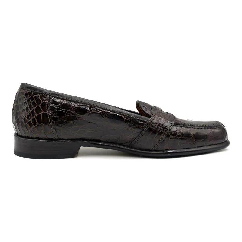 11-119-BRN TUSCANY Crocodile Penny Loafer, Brown