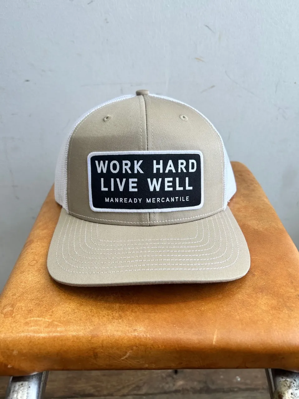 112 Richardson Hat | Work Hard Live Well | Black   White | Manready Mercantile