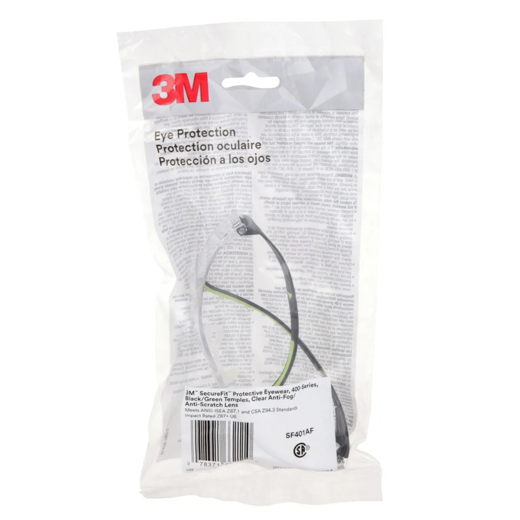 3M SecureFit Protective Eyewear SF401AF, Clear Anti-fog Lens