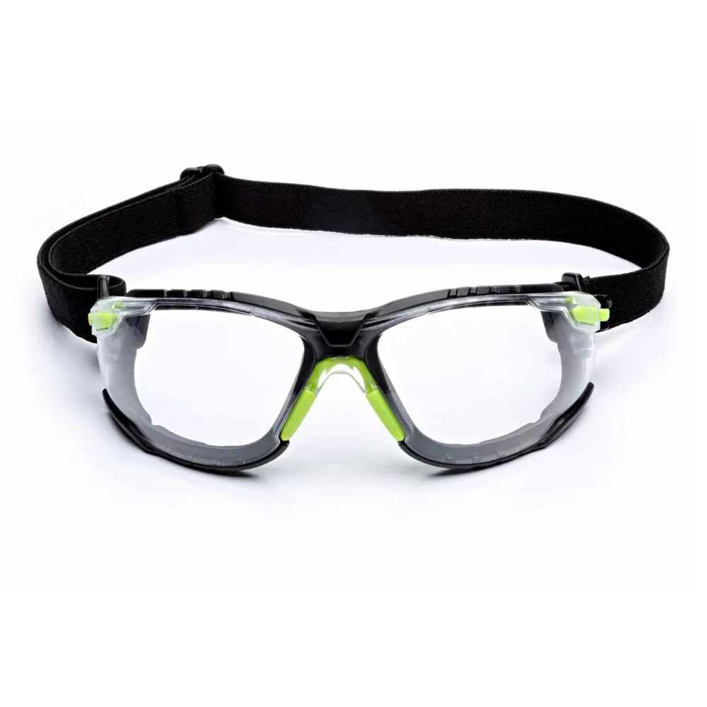 3M Solus 1000 Series Safety Glasses S1201SGAF-KT Clean Lens Green Black Strap