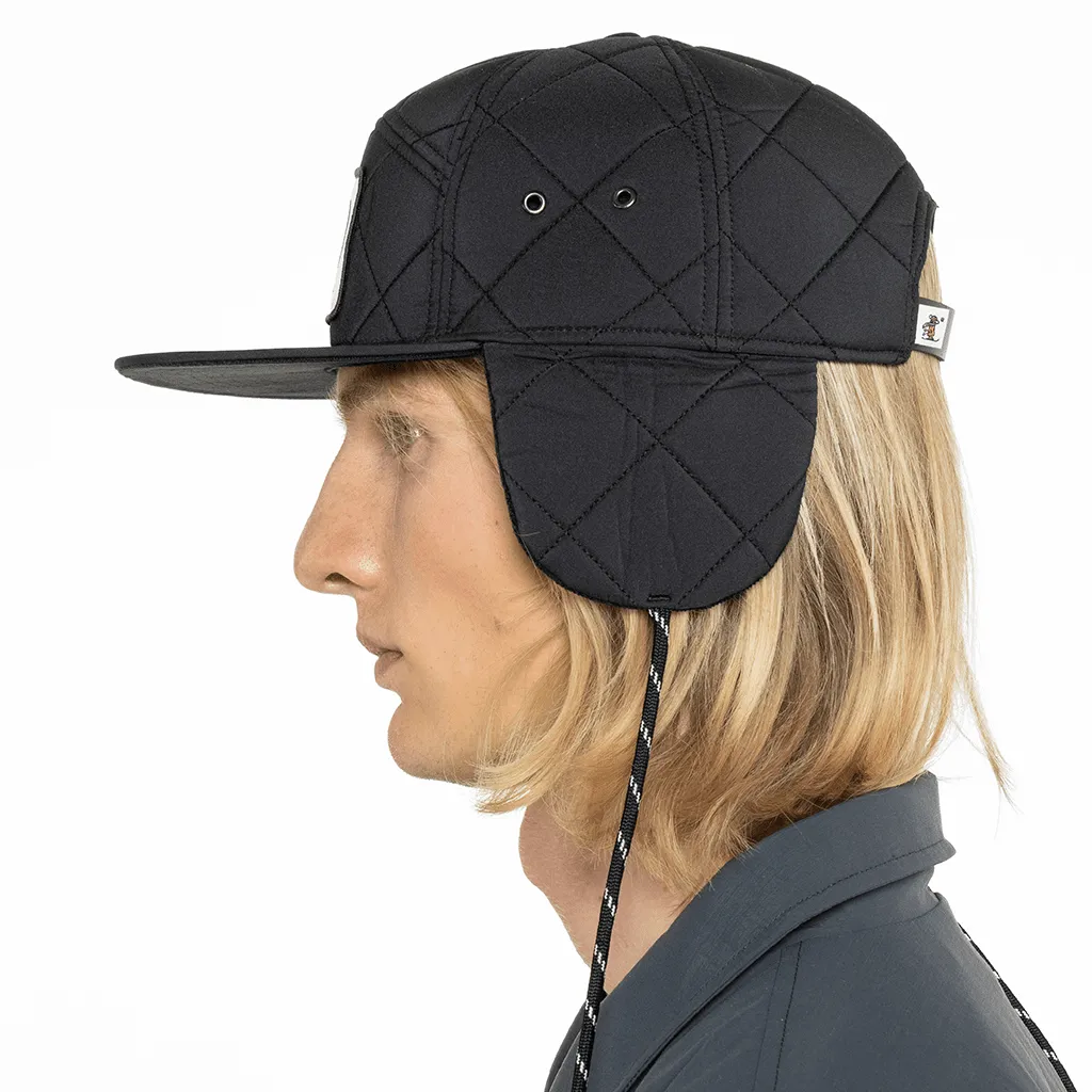 7 panel quilted hat - Black