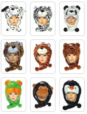 adult plush animal ear flap trapper hats Case of 120