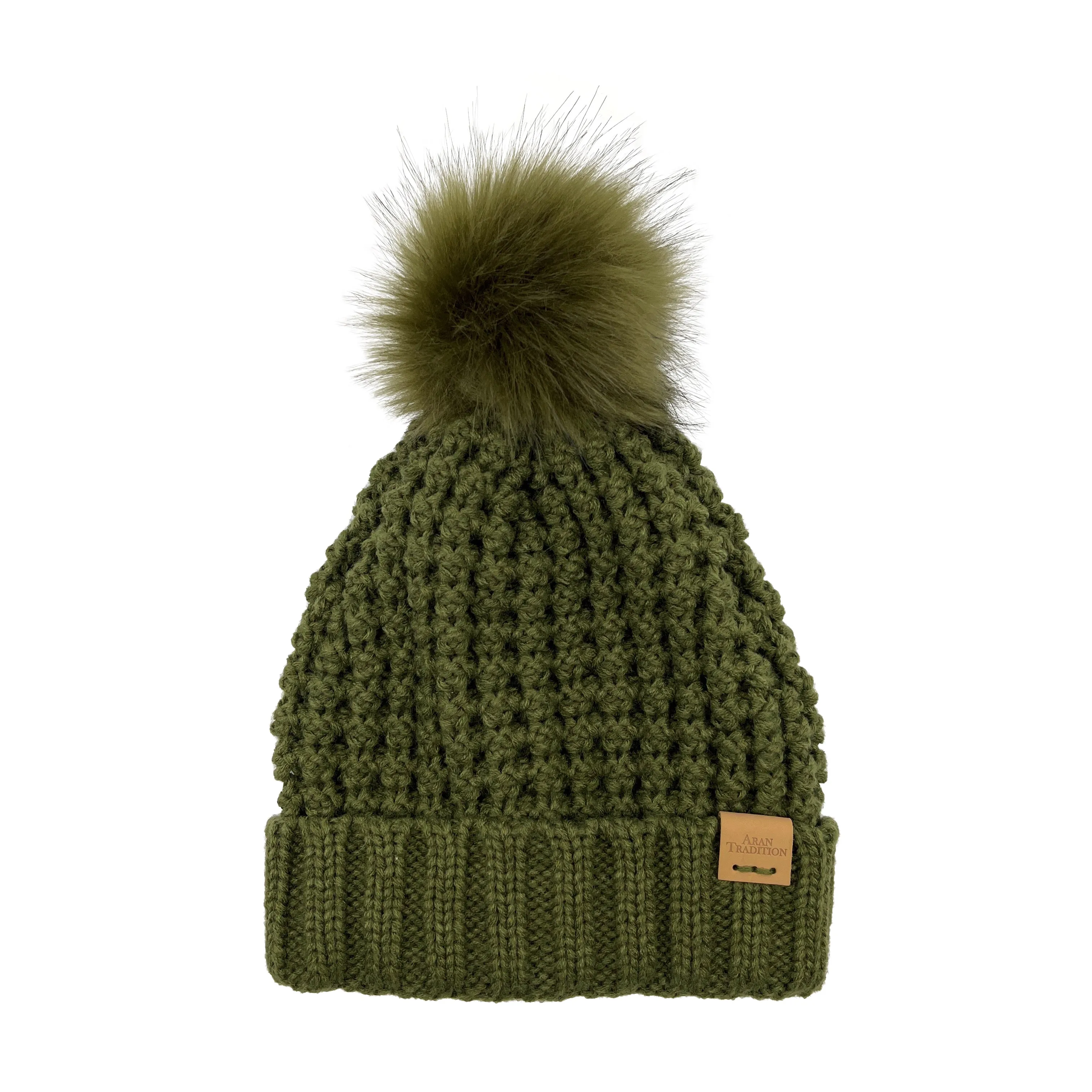 Aran Popcorn Stitch Bobble Hat