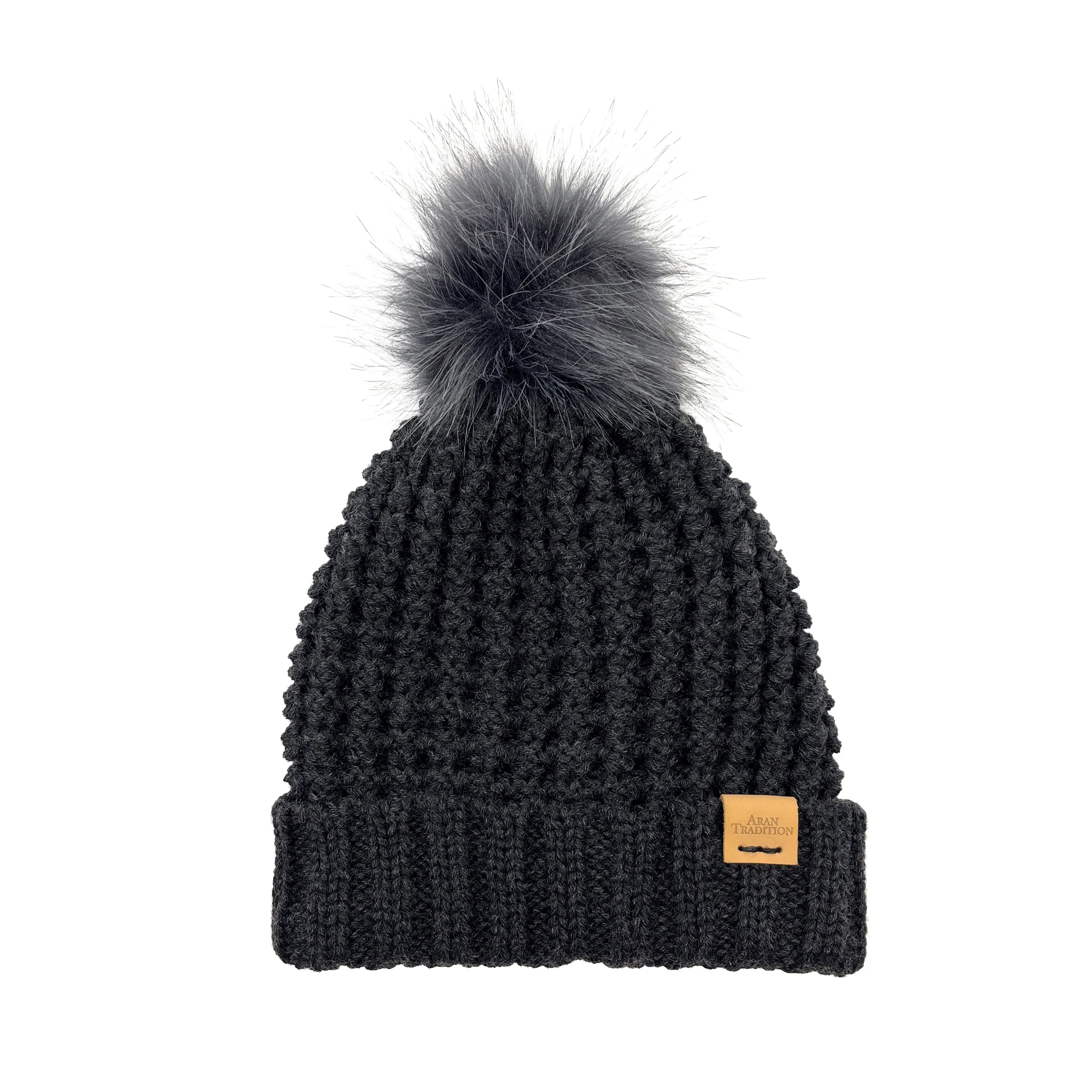 Aran Popcorn Stitch Bobble Hat