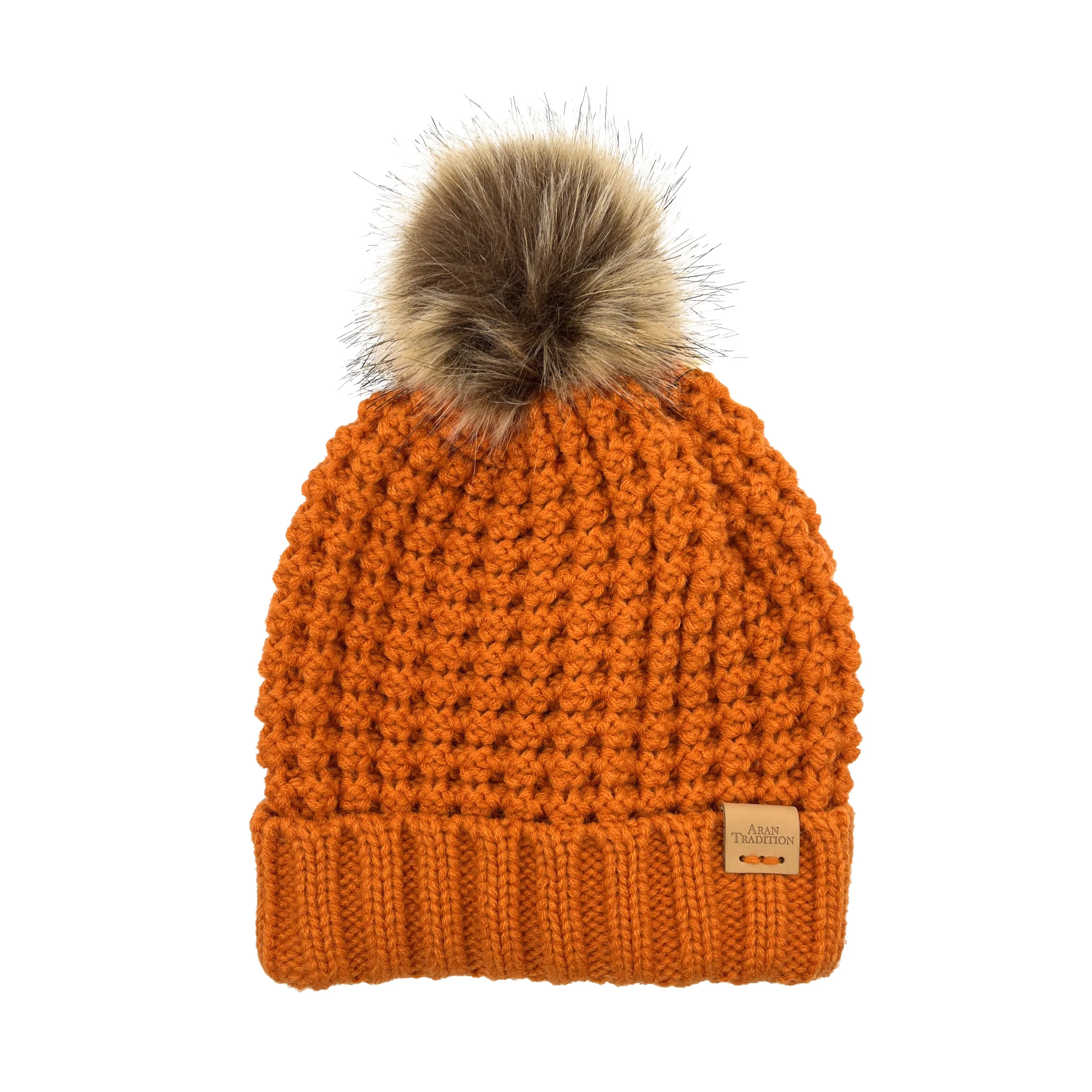 Aran Popcorn Stitch Bobble Hat