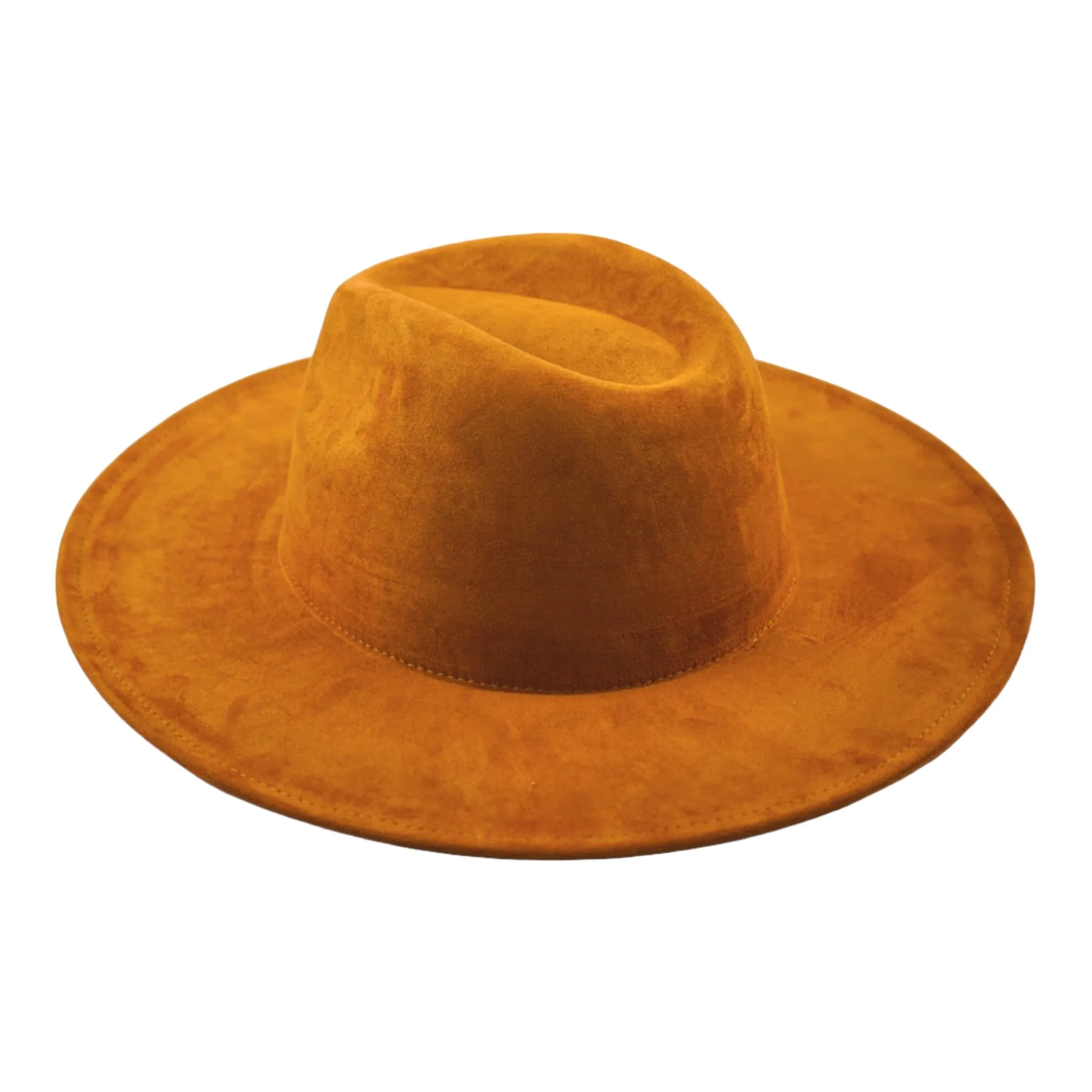 Atlanta Suede Wide Brim Fedora - Dark Tan