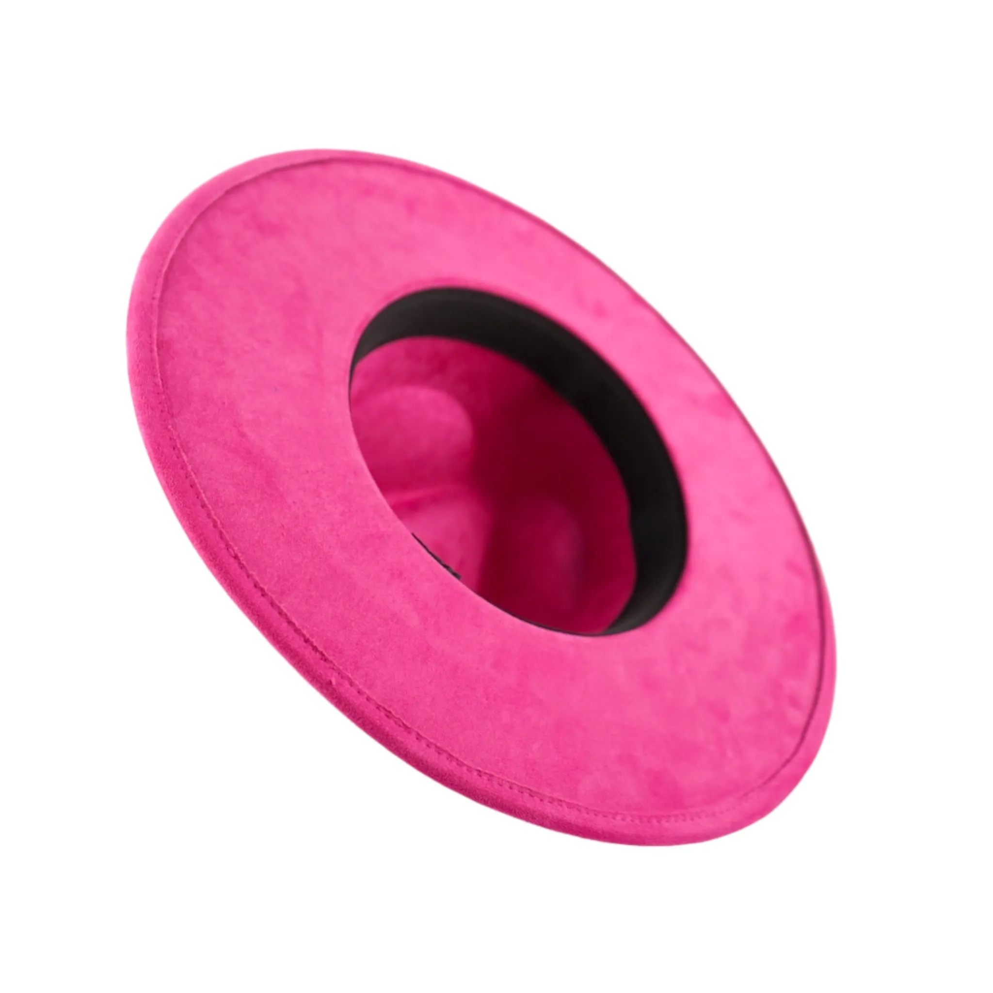 Atlanta Suede Wide Brim Fedora - Hot Pink