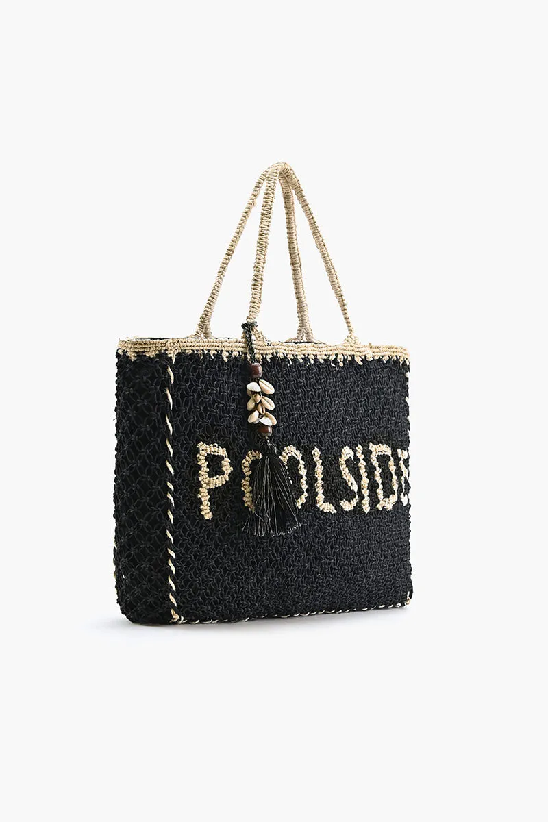 Black 'Poolside' Jute Macrame Tote