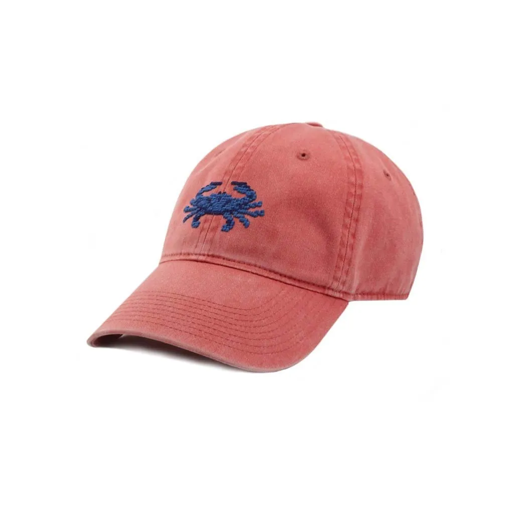 Blue Crab Nantucket Red Needlepoint Hat