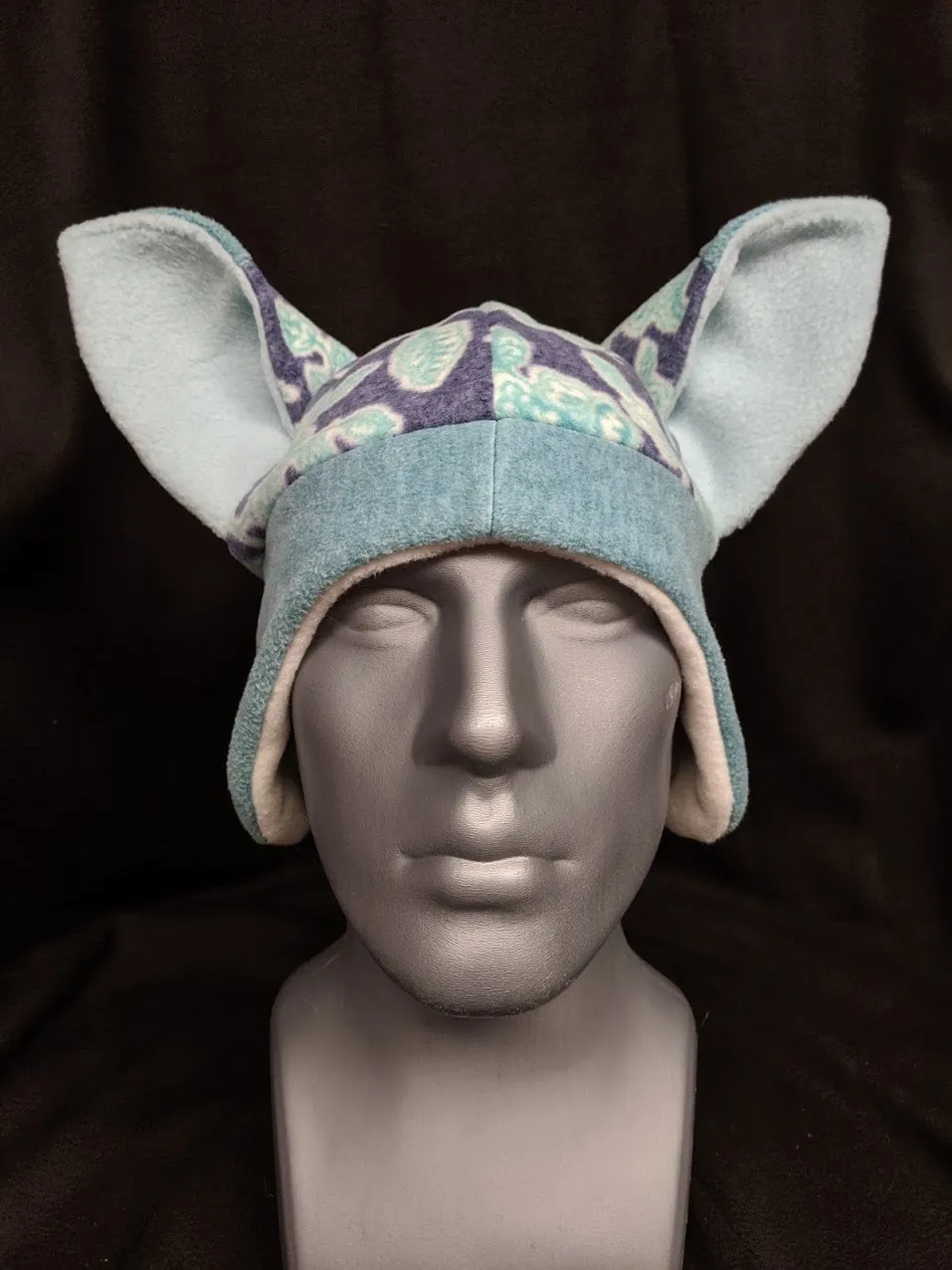 Blue Floral Fox Hat