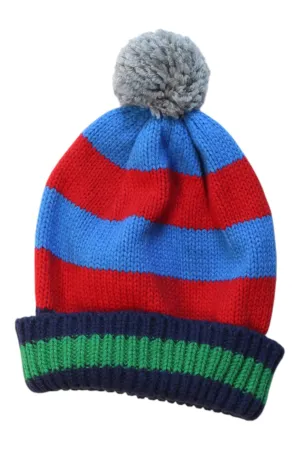 Boden Striped Pom-Pom Winter Hat 9-12Y