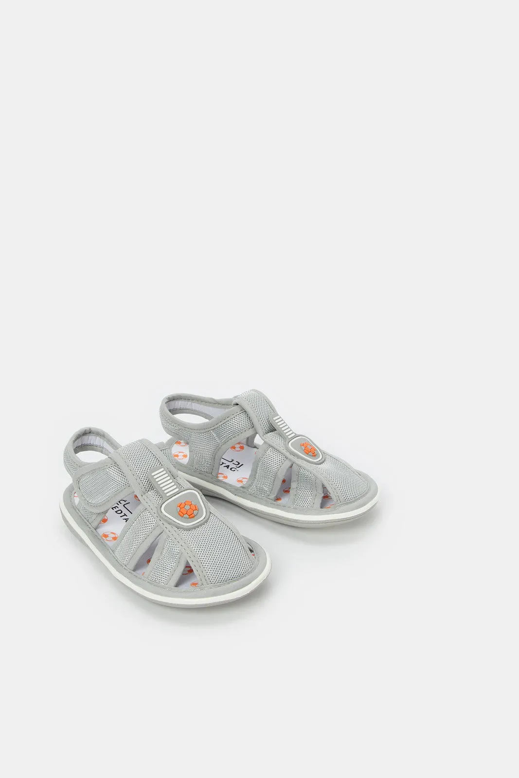 Boys Grey Embroidered Pump