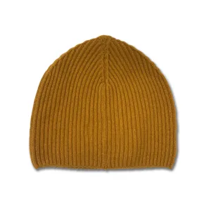 Cashmere Ribbed Beanie Hat - Dijon