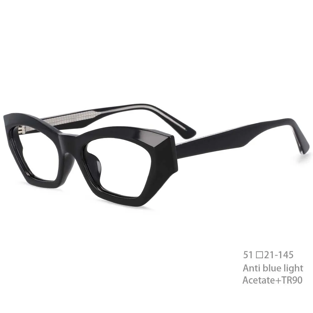 CCspace Unisex Full Rim Oversized Rectangle Cat Eye Acetate Frame Eyeglasses 54404