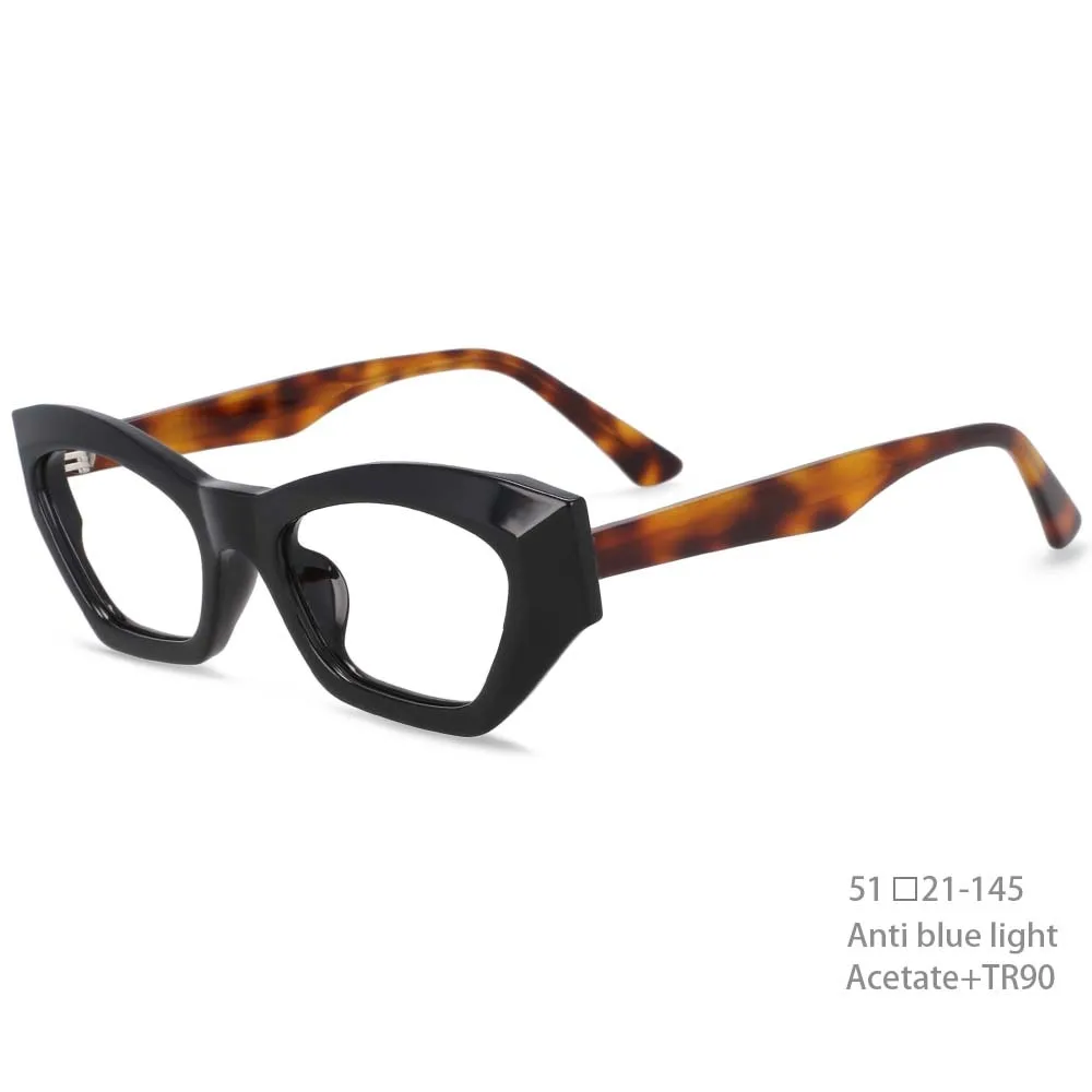 CCspace Unisex Full Rim Oversized Rectangle Cat Eye Acetate Frame Eyeglasses 54404