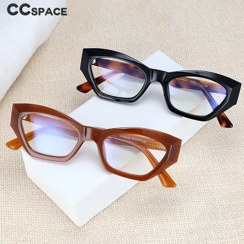 CCspace Unisex Full Rim Oversized Rectangle Cat Eye Acetate Frame Eyeglasses 54404