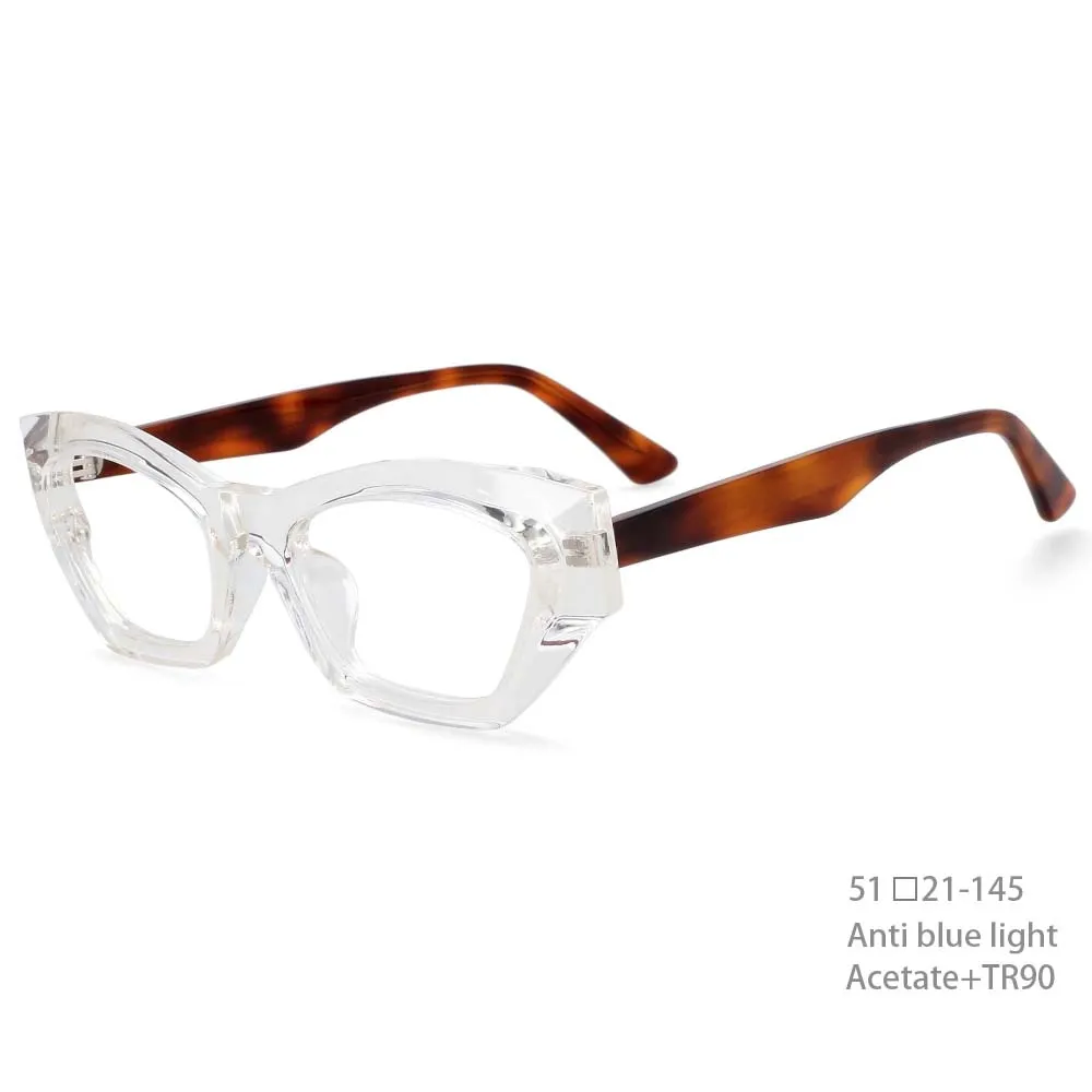 CCspace Unisex Full Rim Oversized Rectangle Cat Eye Acetate Frame Eyeglasses 54404