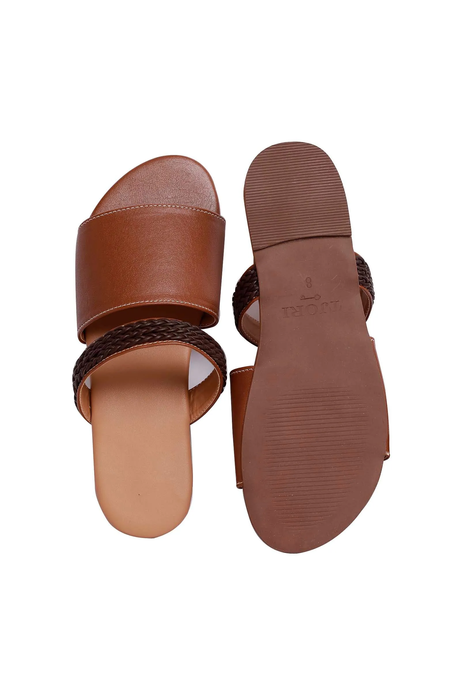 Cinnamon Brown Cruelty Free Leather Sliders