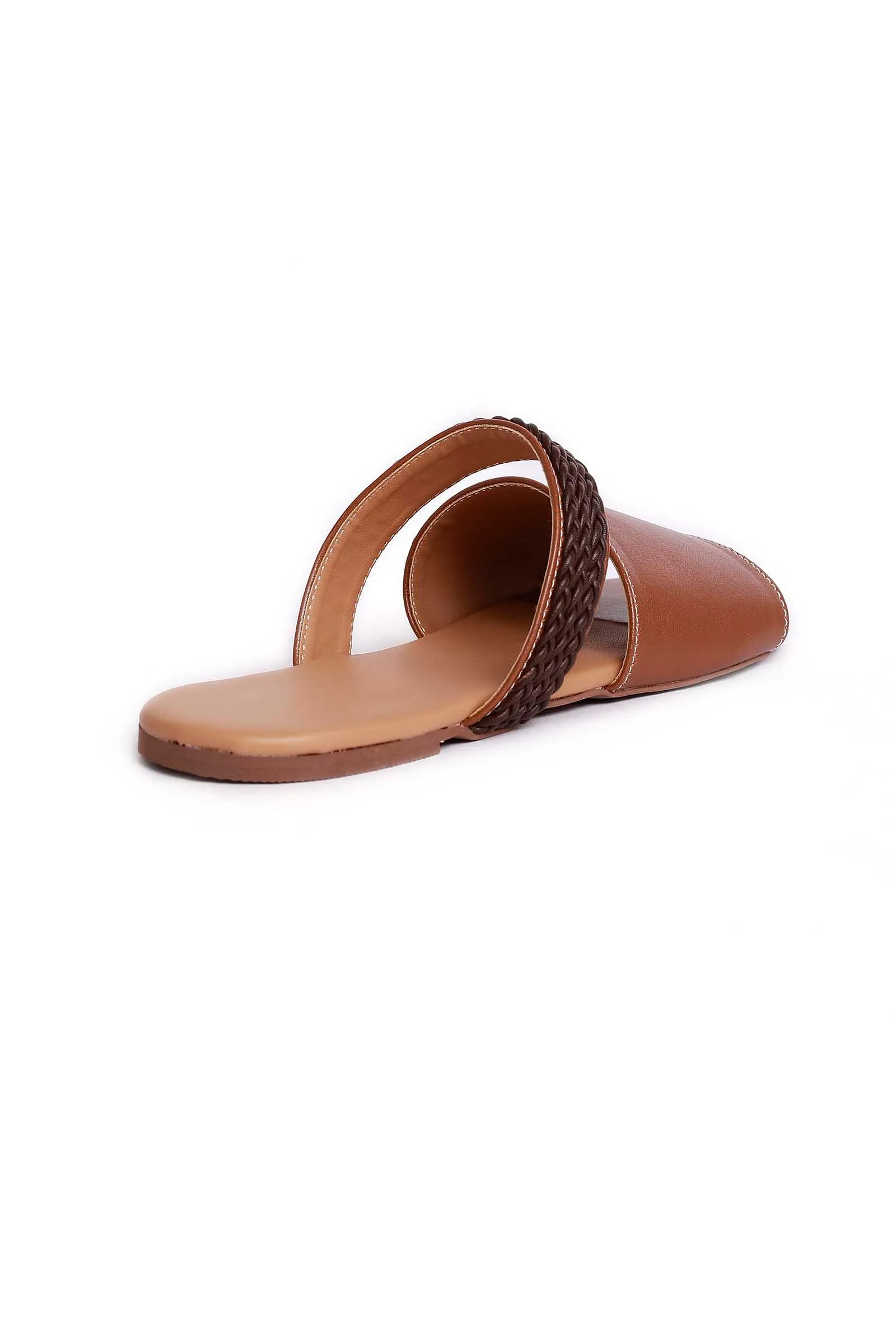 Cinnamon Brown Cruelty Free Leather Sliders