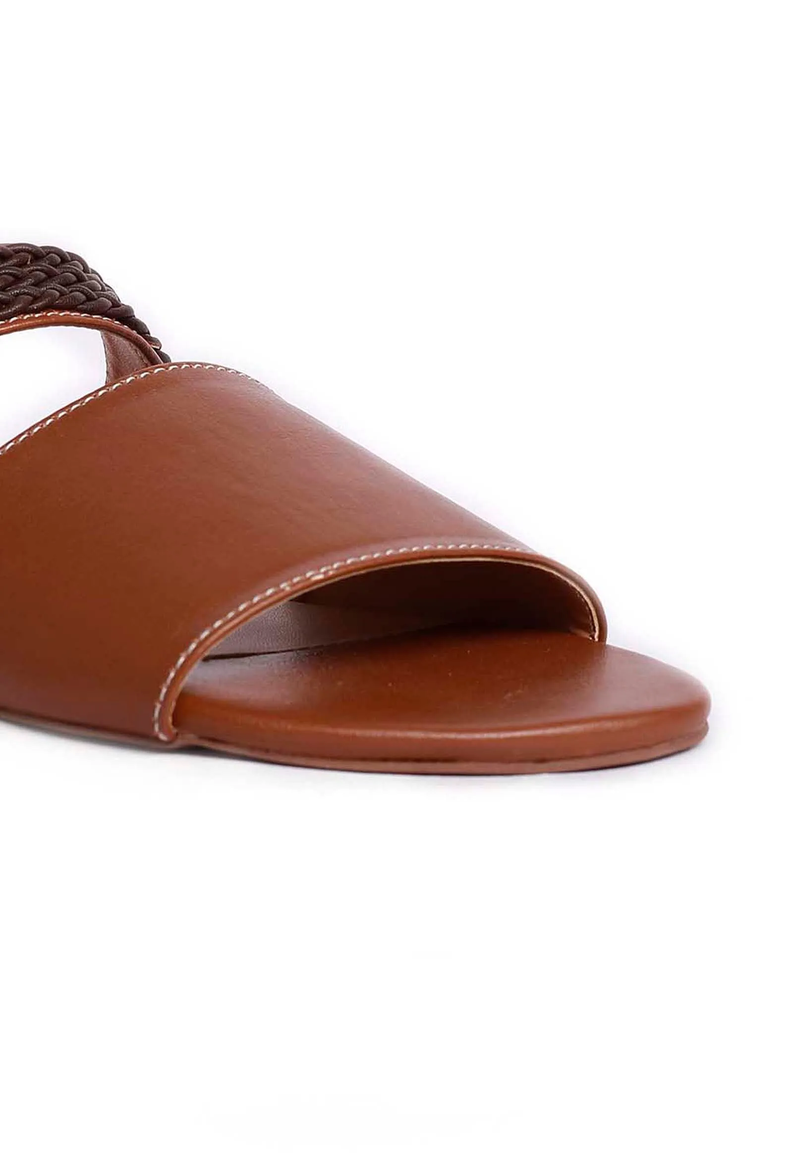 Cinnamon Brown Cruelty Free Leather Sliders