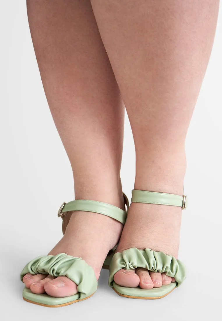 Crisanne Scrunched Easy Wear Strap Heels - Green