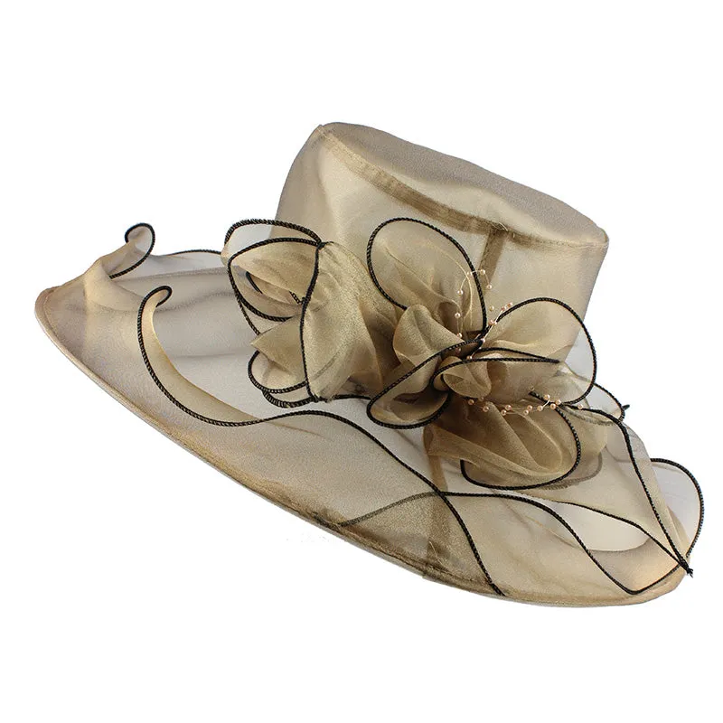 Elegant English Floral Brim Church Hat