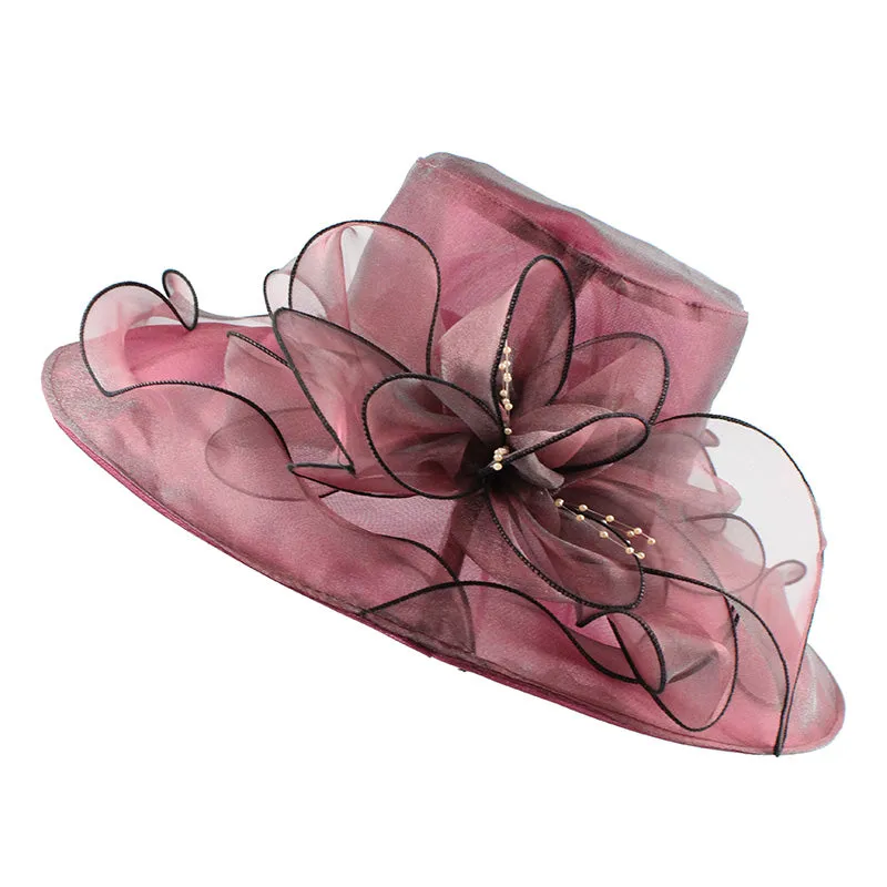 Elegant English Floral Brim Church Hat