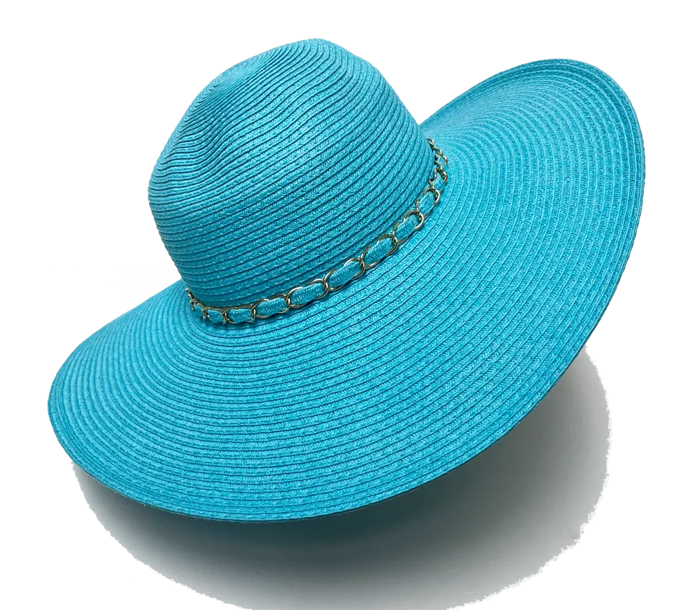 Fashion Hats Ladies Gold Chain Band Swinger, Wheat, Pink, Turquoise