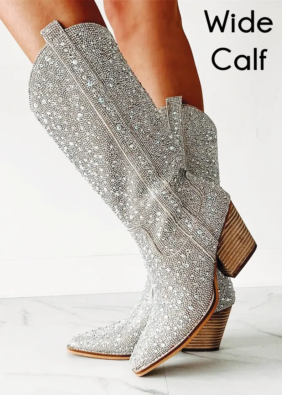 Glitzy Boots-Wide Width