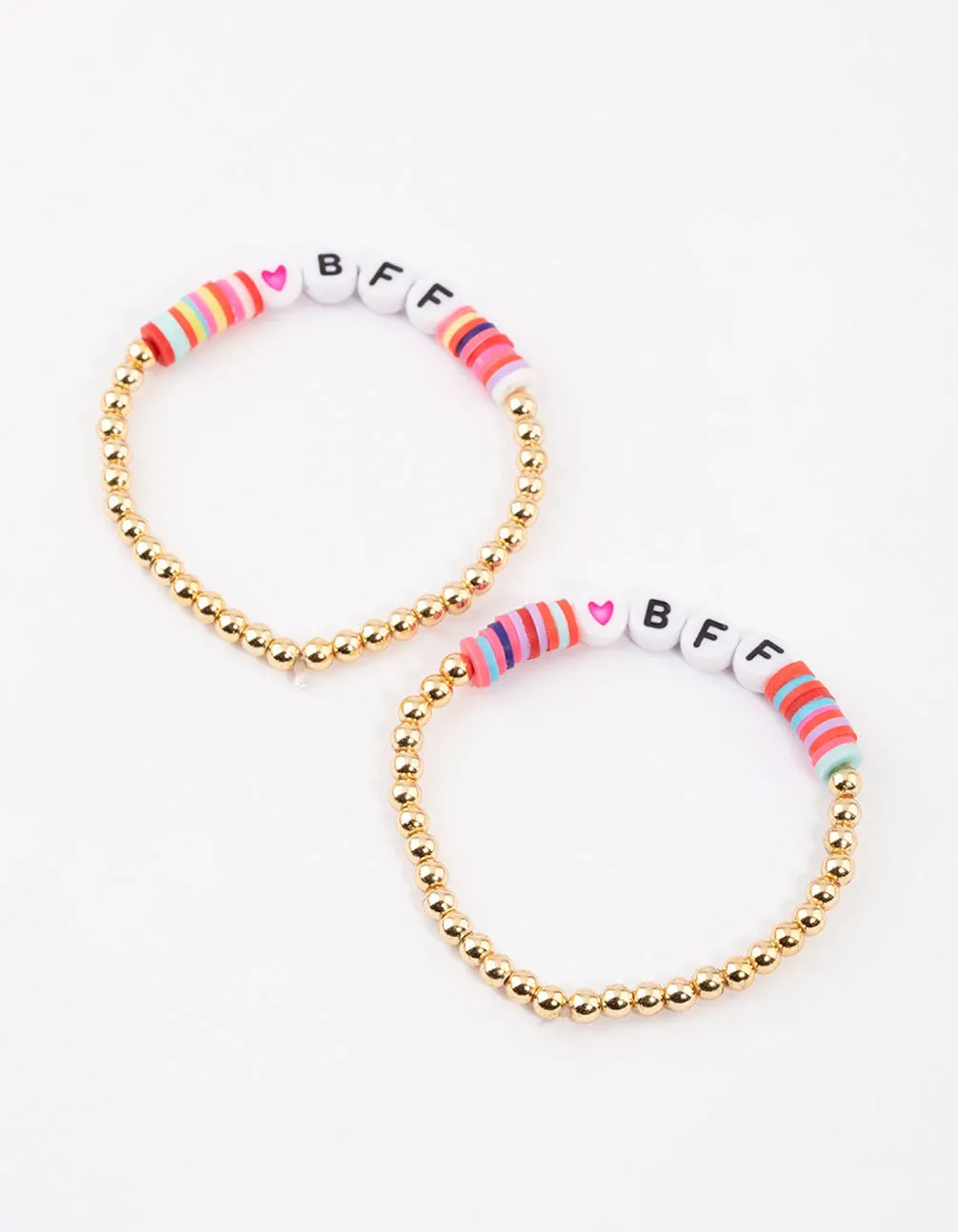 Gold BFF Clear Disc Beaded Bangle Pack