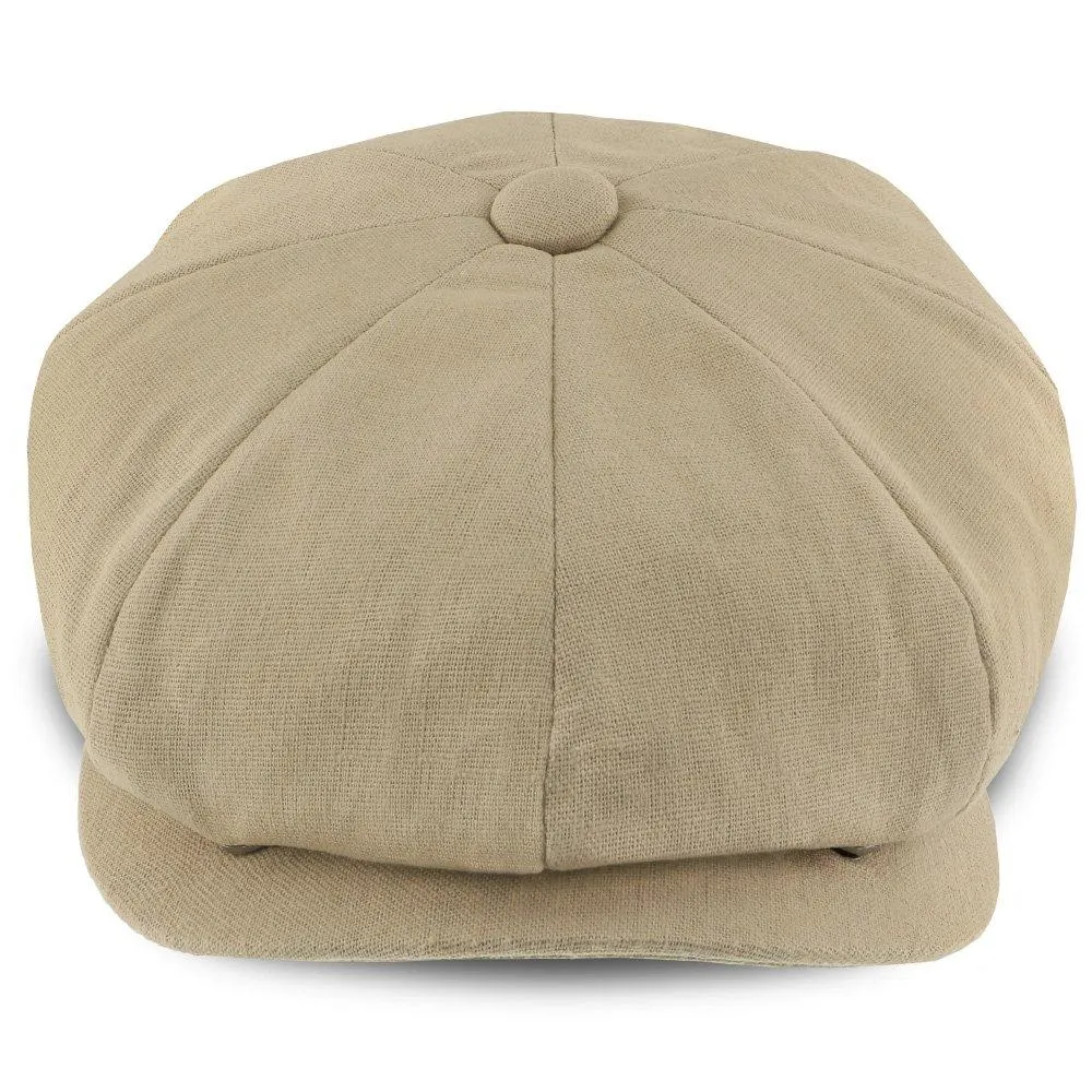 Hampton - Walrus Hats Sand Linen 8 Panel Newsboy Cap