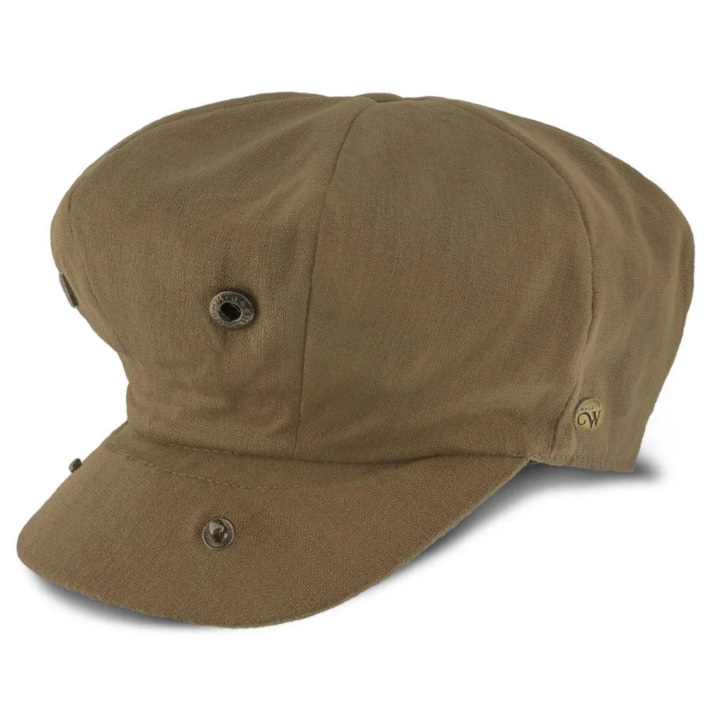 Hampton - Walrus Hats Sand Linen 8 Panel Newsboy Cap