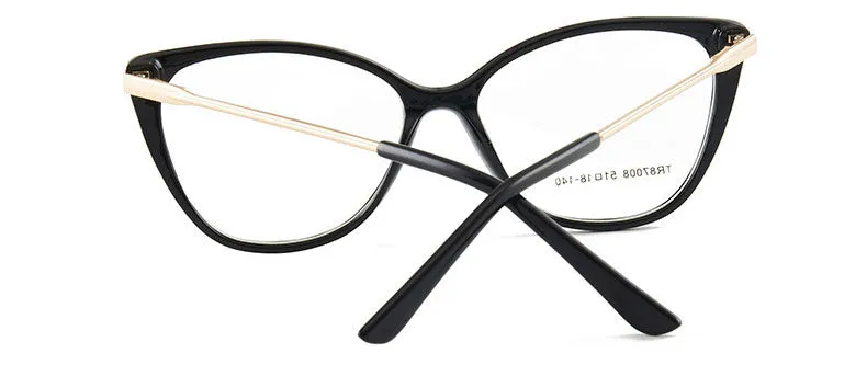 Hotony Woman's Full Rim Cat Eye TR 90 Resin Alloy Frame Eyeglasses 7008