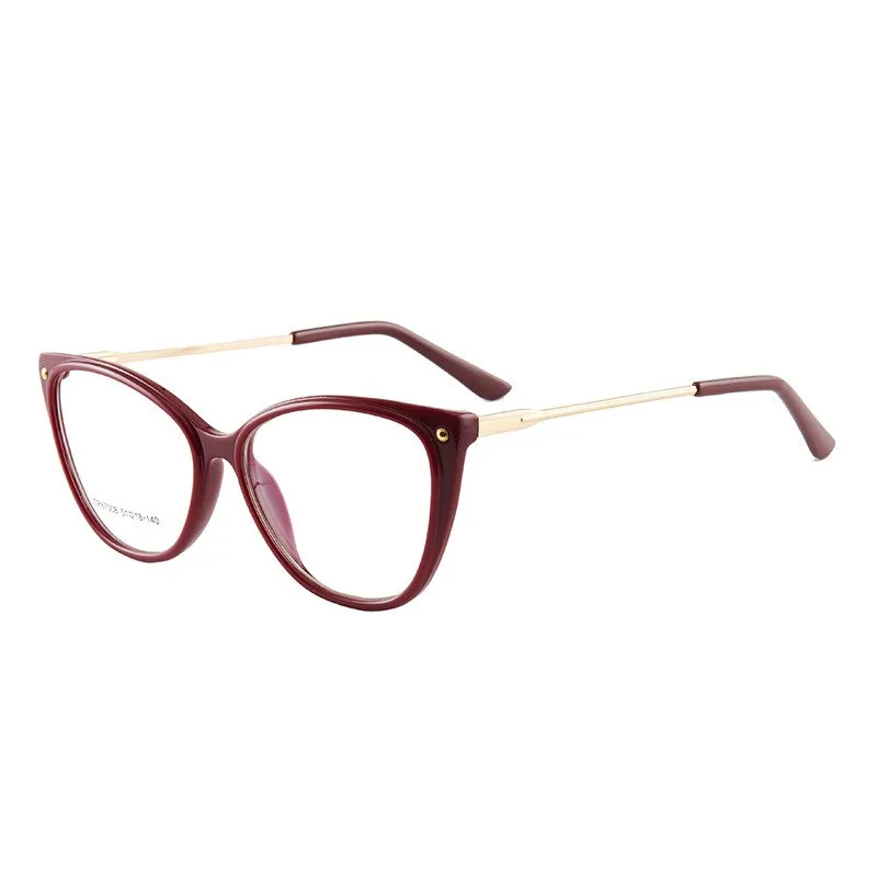 Hotony Woman's Full Rim Cat Eye TR 90 Resin Alloy Frame Eyeglasses 7008