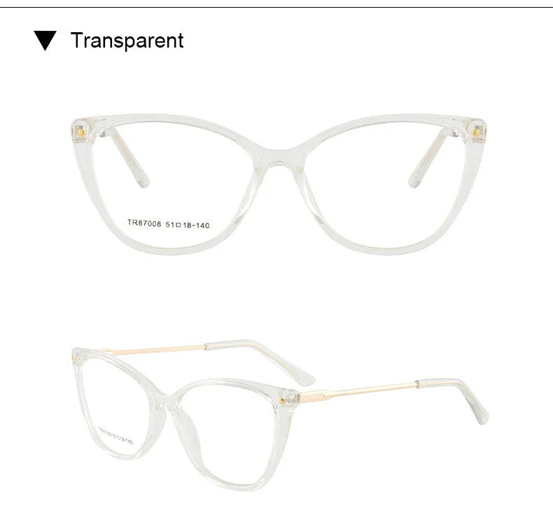 Hotony Woman's Full Rim Cat Eye TR 90 Resin Alloy Frame Eyeglasses 7008