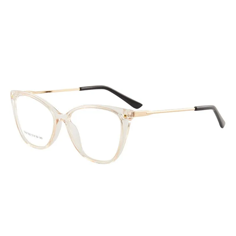 Hotony Woman's Full Rim Cat Eye TR 90 Resin Alloy Frame Eyeglasses 7008