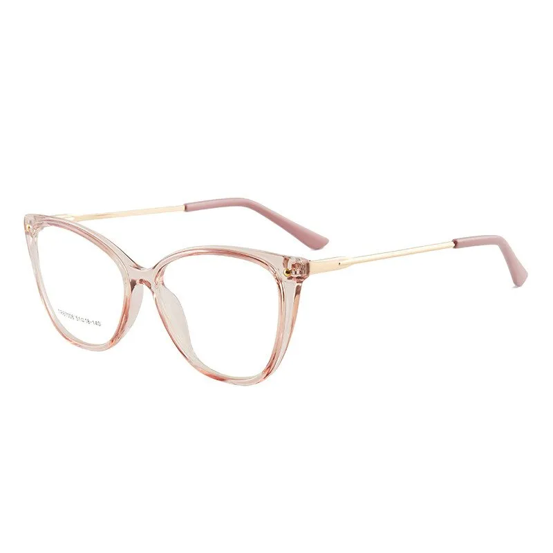 Hotony Woman's Full Rim Cat Eye TR 90 Resin Alloy Frame Eyeglasses 7008