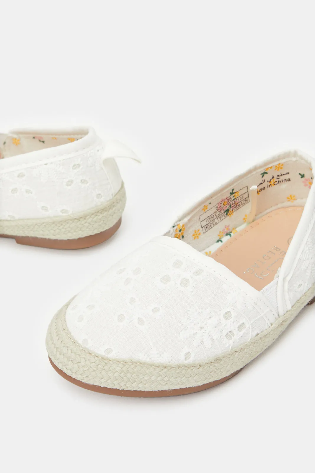 Infant Girls White Embroidered Espadrilles