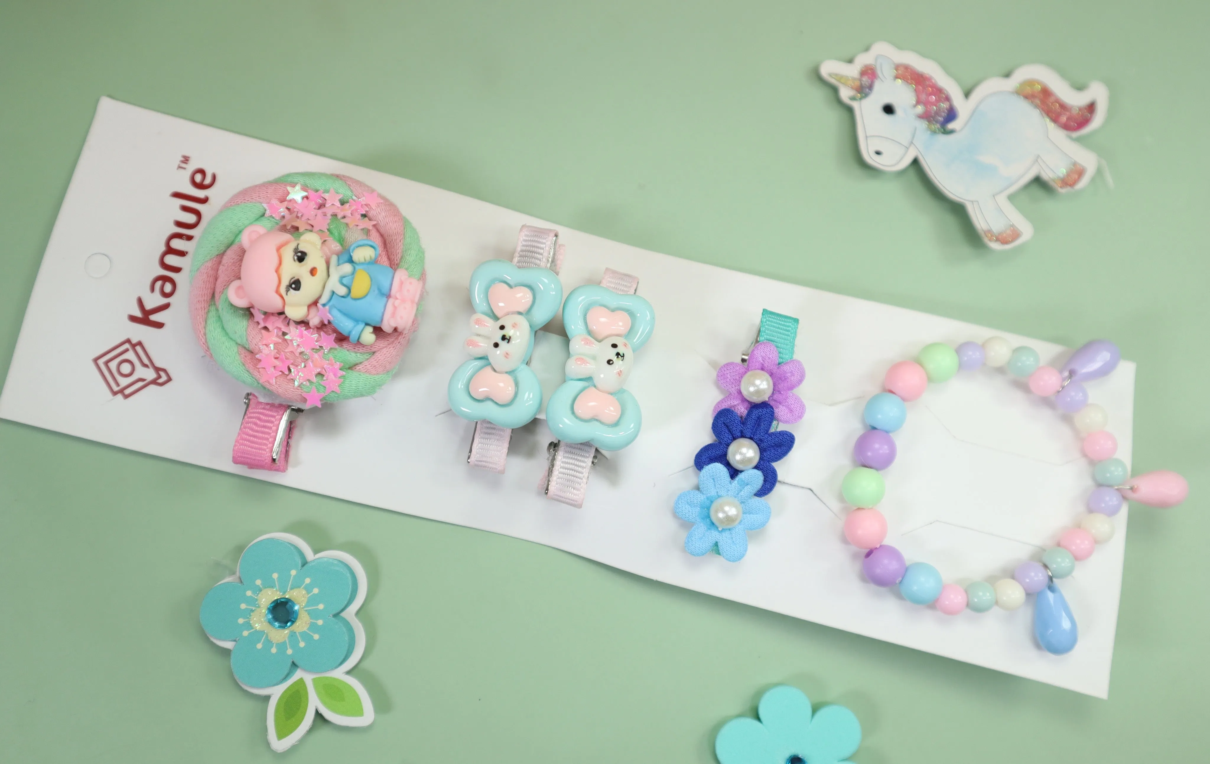 Kamule Dolly-Do Hair Clips With Bracelet Pack of 5-Multi Pastel Colours