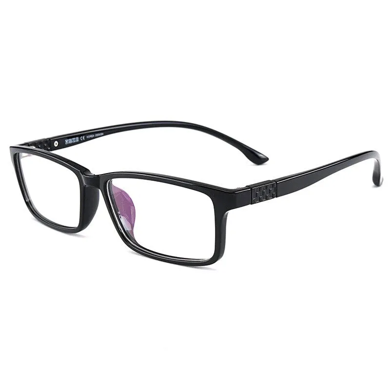 KatKani Unisex Full Rim Square TR 90 Bright Black Anti Blue Light Reading Glasses D044