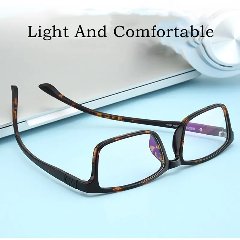 KatKani Unisex Full Rim Square TR 90 Bright Black Anti Blue Light Reading Glasses D044