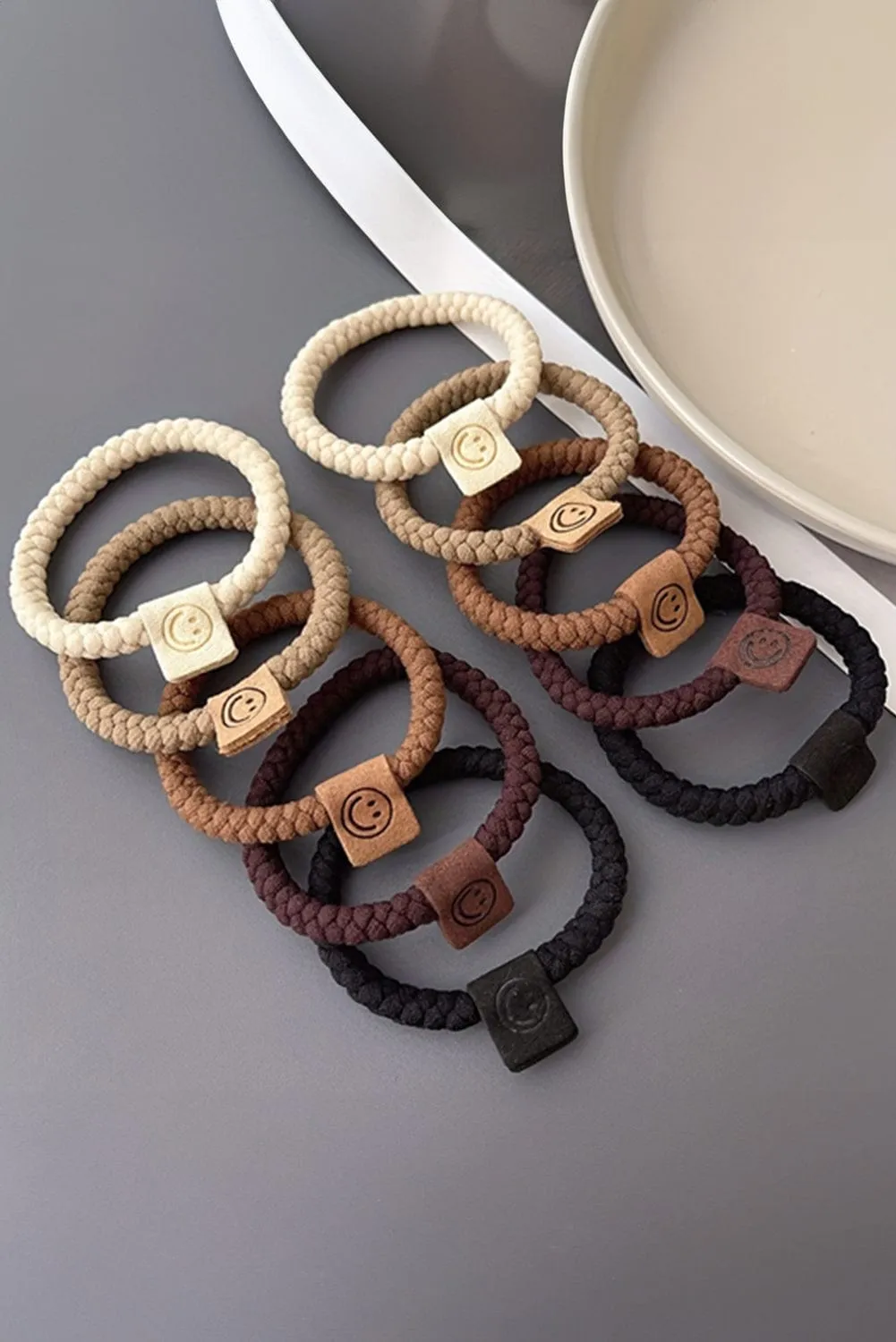 Khaki 5Pcs Braided Elastic Hairband