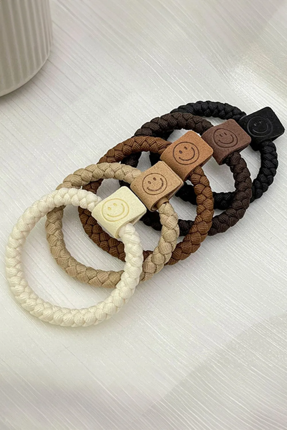 Khaki 5Pcs Braided Elastic Hairband