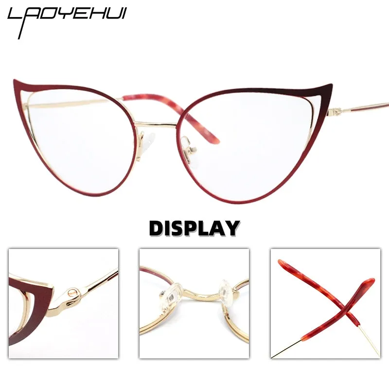 Laoyehui Women's Full Rim Cat Eye Alloy Frame Reading Glasses Anti Blue Light 90161