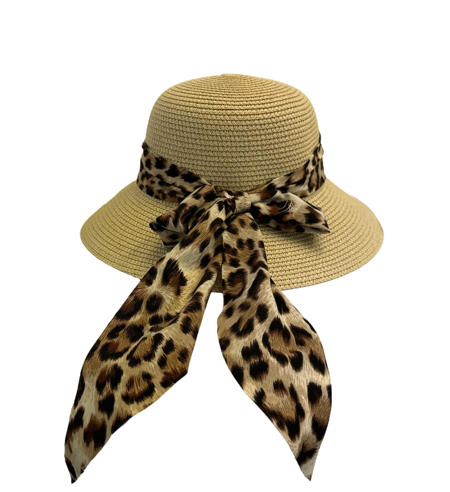 Leopard Ribbon Straw Hat