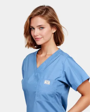 Limited Edition Shelby Scrub Tops - Calypso Blue with Light Blue Stitching