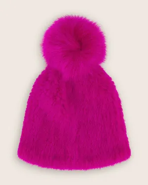 Lusso Mink Hat with Fox Fur Pom