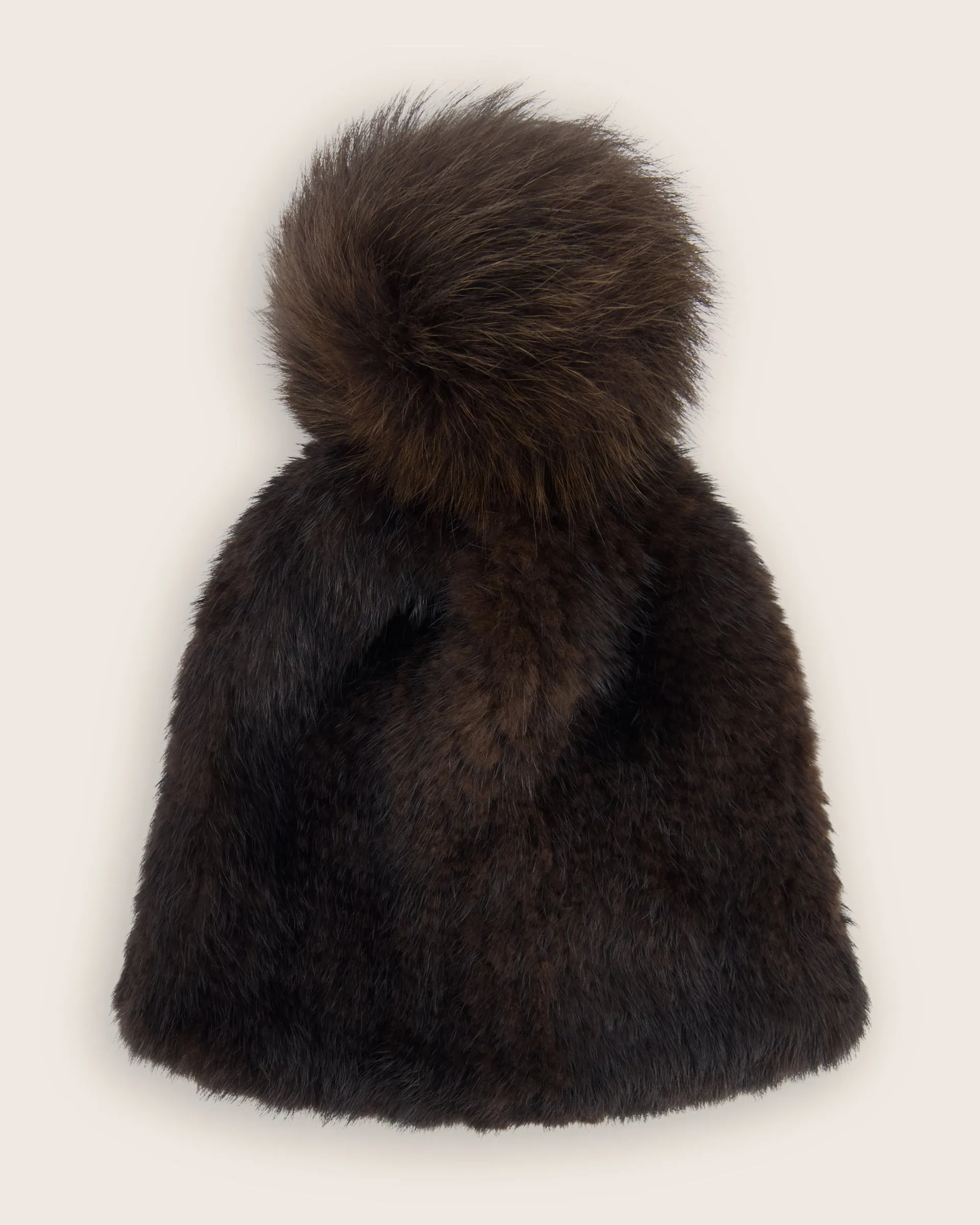 Lusso Mink Hat with Fox Fur Pom