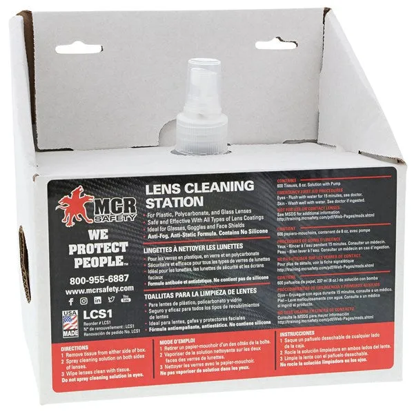 MCR Safety Lens Cleaning Station with 2 Boxes of 300 Tissues